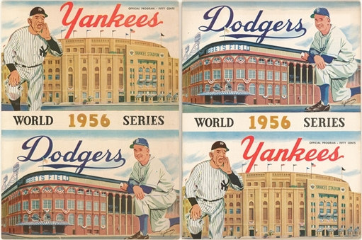 Lot of (3) 1956 World Series Memorabilia: 2 Official Programs & New York Post Newspaper Dated 10/10/56